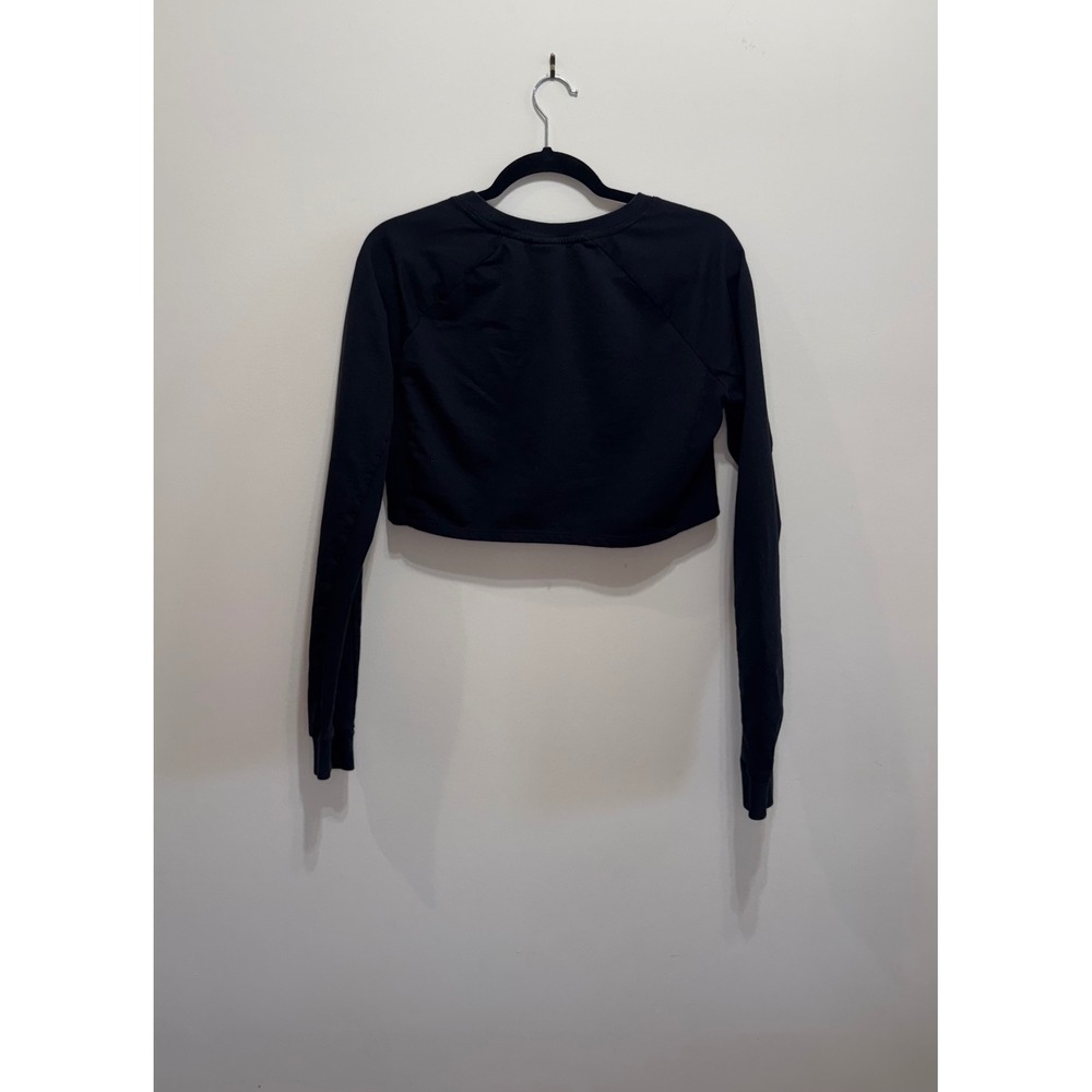 Gymshark Womens Medium Black Long Sleeve Cropped Sweatshirt Pullover Logo Top